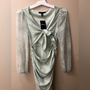 Forever 21 Women's Knit Dress Cream/Sage Long Sleeve